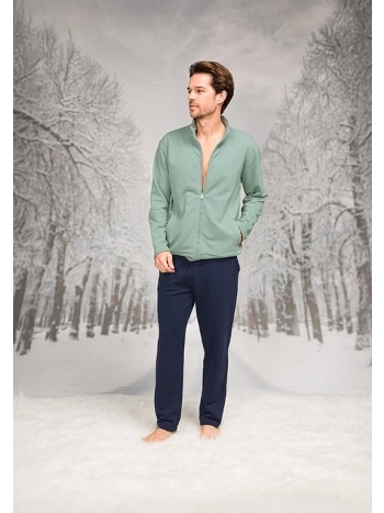 Önden Fermuarlı Dik Yaka Cepli Erkek Pijama Takım Pamuklu Doreanse 26K4596