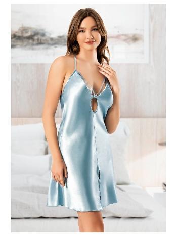 Önden Yırtmaçlı Göğüs Dekolteli Kısa Saten Gecelik Miss Laris 2113