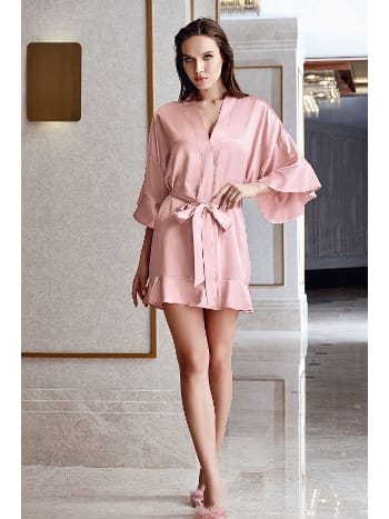 Leopar Desenli Taşlı Kuşaklı Sabahlık New Night 405