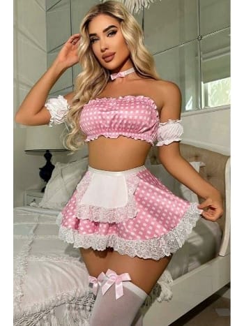 Dantel Detaylı Mini Hizmetçi Kostümü Nathalie 1004