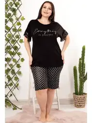 Puantiyeli Dantel Detaylı Şortlu Pijama Takımı Lady 10406