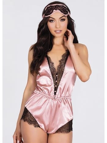 Pudra Dantel Kenarlı Tulum Şort Takım Loomerie 264