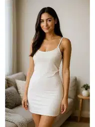 İnce Askılı Beyaz Mini Fantazi Elbise Venlisa 9404