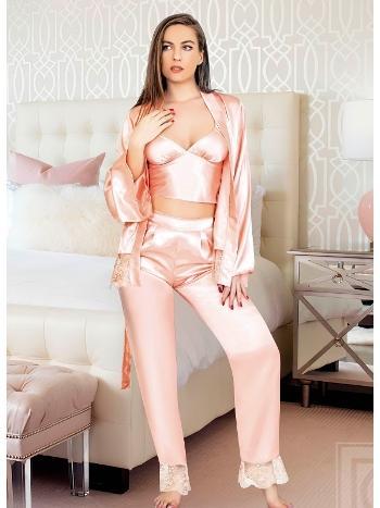 Saten Dantelli Kısa Kollu Pijama Takımı Miss Laris 5033