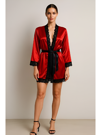 Saten ve Dantel Detaylı Sabahlık Takımı Venlisa 2600