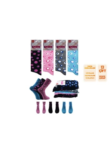 Pamuklu 12'li Soket Çorap Mor Şirin 0640