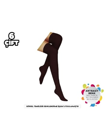 Kahve Yün Doku Diz Üstü Çorap Şirin 5140