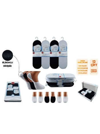 Dikişsiz Antibakteriyel Silikonlu Erkek Babet Çorap Seti Şirin 7022