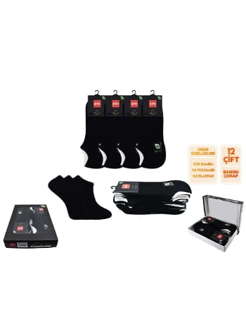 Bambu Dikişsiz Sıfır Konç Erkek Patik Çorap Seti Şirin 7037