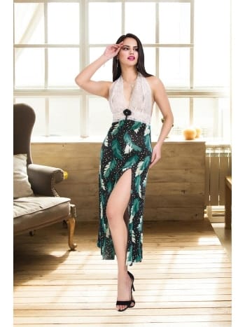 Dantelli Sırt Dekolteli Uzun Gecelik Lila İzabel 2013