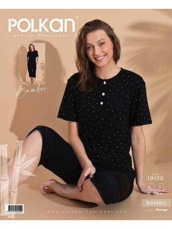 Bambu Kumaşlı Kısa Kollu Kapri Pijama Takımı Polkan 19120