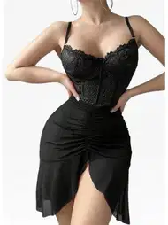 Şeffaf Dantel Detaylı Tek Parça Body Real Passione 4078