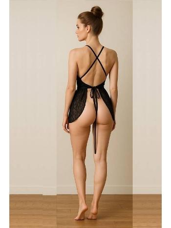 Arkası Açık Sırtı Çapraz Askılı Fantazi Body Mor Venlisa 2411