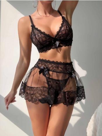 Dantelli Tül Sütyen Etek Takım İzabel 13001