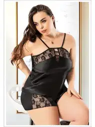 Siyah Dantelli İnce Askılı Şort Pijama Takımı Miss Laris 4236