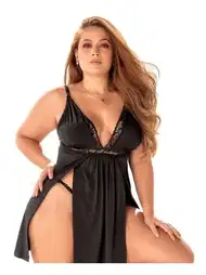 Şeffaf Dantel Dekolteli Body Siyah SHE 2036