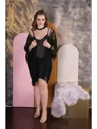 Şeffaf Dantel Detaylı Büyük Beden Body İzabel 6003