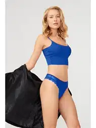 Transparan Dantelli Kadın Tanga Body Sarı Venlisa 6103