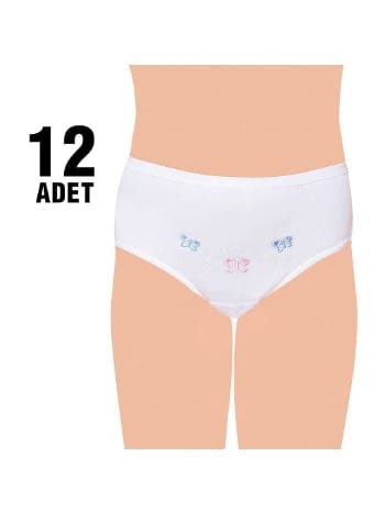 Pamuklu Ince Bel İşlemeli Kız Çocuk Slip Külot 12'li Tutku 821