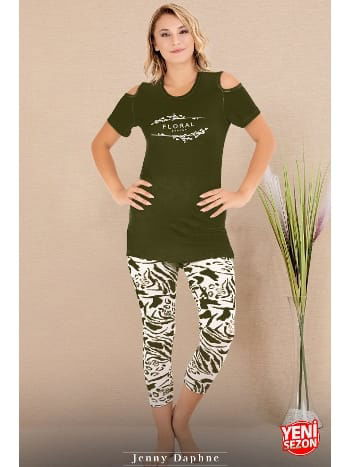 Viskon Desenli Kısa Kollu Kapri Pijama Takımı Lady 12070 - 2