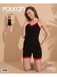 Viskon Dantelli Şort Pijama Takım Kadın Polkan 24680