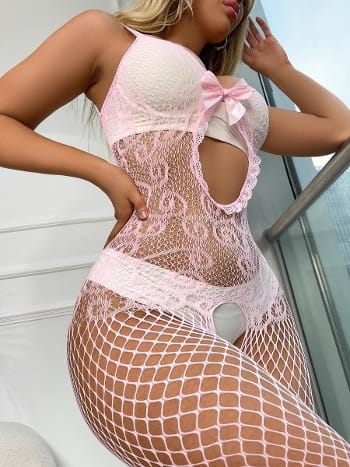 Pembe Özel Bölgesi Açık Fantazi Vücut Çorabı Vivaldy 4025