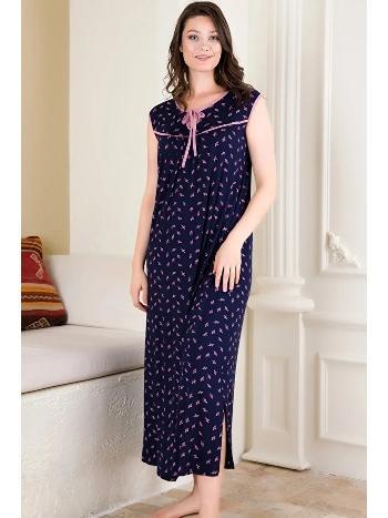 Yırtmaçlı Uzun Elbise Ekru Desenli Lady 7028