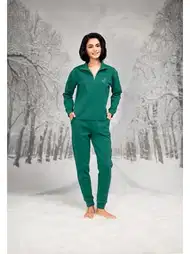 Pamuklu ve Polyester Yakası Fermuarlı Kadın T-shirt Pantolon Takım Doreanse 26K4103