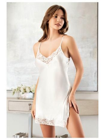 Ayar Askılı Yandan Yırtmaçlı Saten Kısa Gecelik Miss Laris 2128