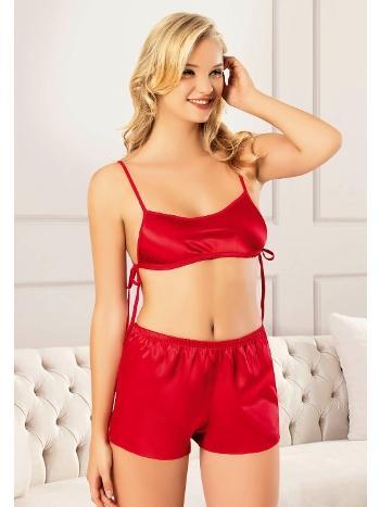 Yandan Bağlamalı Saten Büstiyer Şort Takım Miss Laris 3069