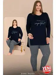 Yırtmaçlı Uzun Kollu Pijama Takımı Somon Kadın Lady 11311