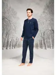 Desenli Pamuklu Uzun Kollu Erkek Pijama Takım Doreanse 26K4603