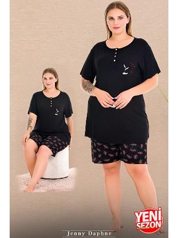 Büyük Beden Kısa Kollu Šortlu Pijama Takımı Lady 10040