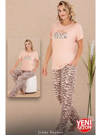 Zebra Desenli Kısa Kollu Pijama Takımı Lady 12595