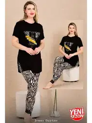 Zebra Desenli Kısa Kollu Pijama Takımı Lady 12484