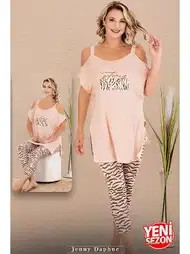 Zebra Desenli Kısa Kollu Kapri Pijama Takımı Lady 12076