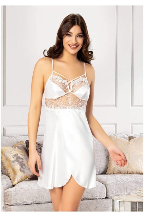 Asimetrik Kesim Saten Kadın Gecelik Ten Miss Laris 2060