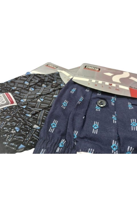 Pamuk Düğmeli Havlu Bel Desenli Erkek Boxer Öztaş 11001 - 2