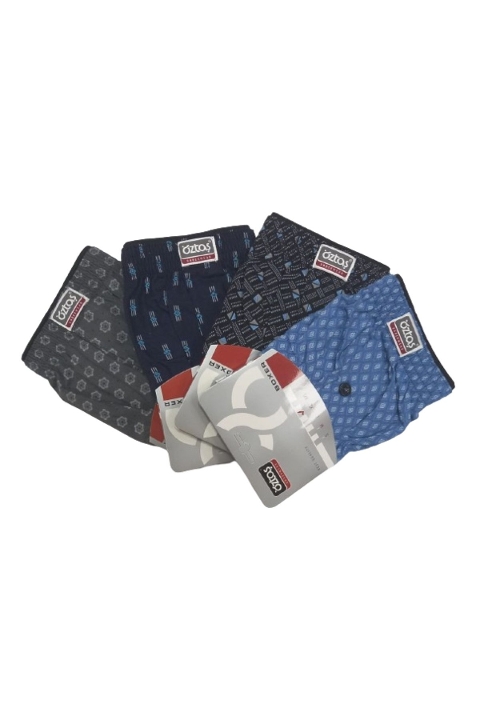 Pamuk Düğmeli Havlu Bel Desenli Erkek Boxer Öztaş 11001 - Asorti