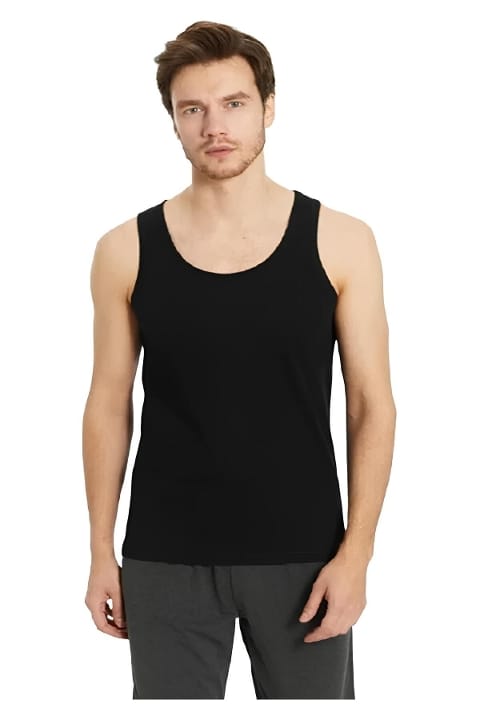 Pamuklu 6lı Paket Erkek Atlet Güryıldız 24001 - Siyah