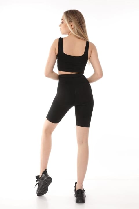 Agraflı Yüksek Bel Kompresyon Korse Tayt FormActive 1012 - Siyah
