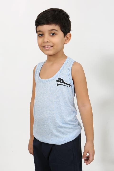 Sıfır Kol Erkek Çocuk Penye Pijama Takım Mavi Akbeniz 20439 - 2