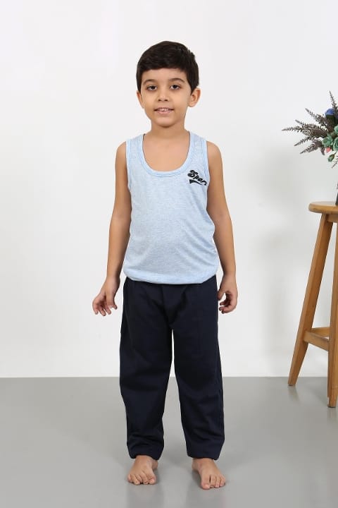 Akbeniz Sıfır Kol Erkek Çocuk Penye Pijama Takım Mavi Akbeniz 20439 - Görsel 4