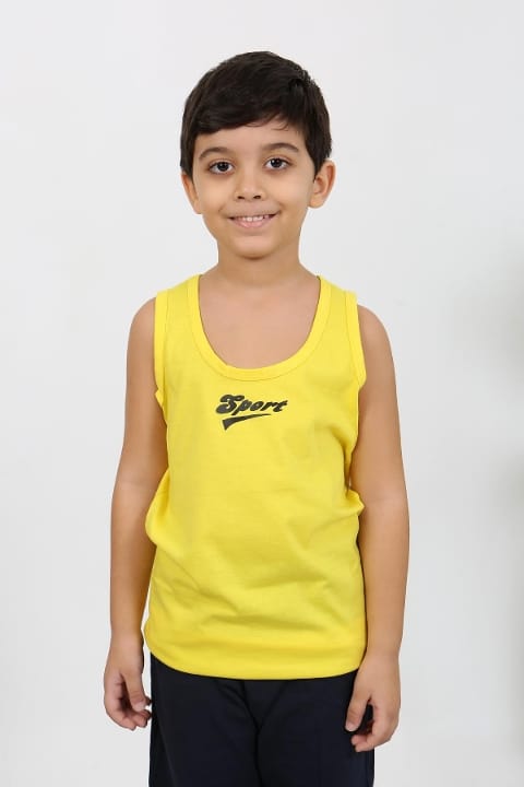 Akbeniz Erkek Çocuk Sıfır Kol Penye Pijama Takım Sarı Akbeniz 20439 - Görsel 4