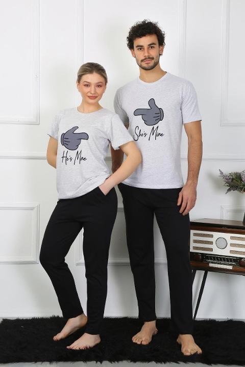 Pamuklu Sevgili Kombini Erkek Pijama Takımı Gri Akbeniz 50126  - gri erkek