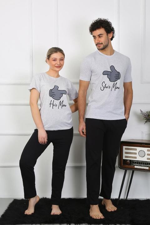 Pamuklu Sevgili Kombini Erkek Pijama Takımı Gri Akbeniz 50126  - gri erkek