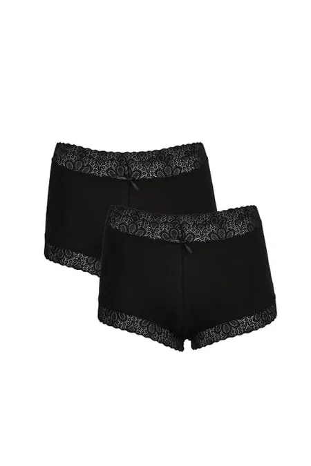 Pamuklu 2li Boxer Kadın Siyah Akbeniz 40265 - Siyah