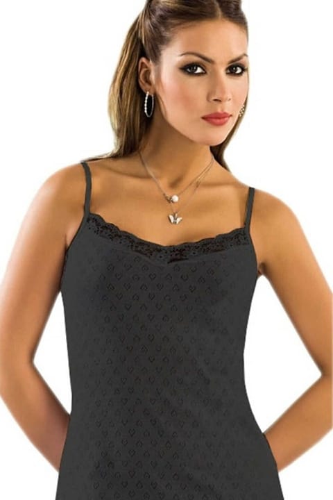 Pamuklu Dantel Detaylı Kadın Atlet Anıt 2173 - Siyah