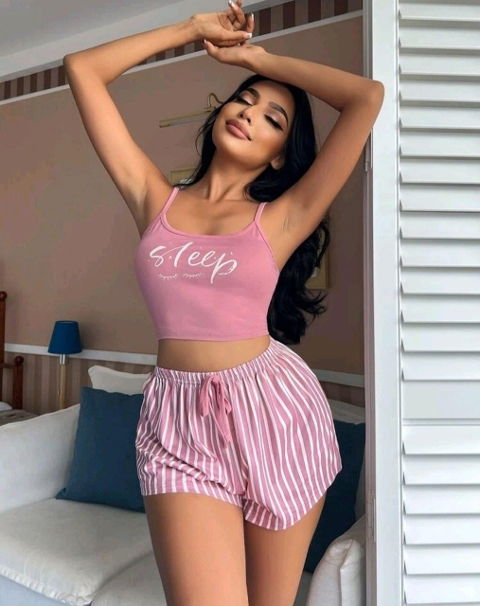 Askılı Leopar Desenli Beli Lastikli Şortlu Pijama Takımı Ruselin 5002