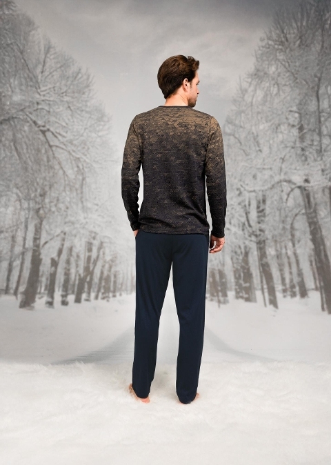 Baklava Desenli Pamuklu Uzun Kollu Erkek Pijama Takımı Doreanse 26K4604 - 2